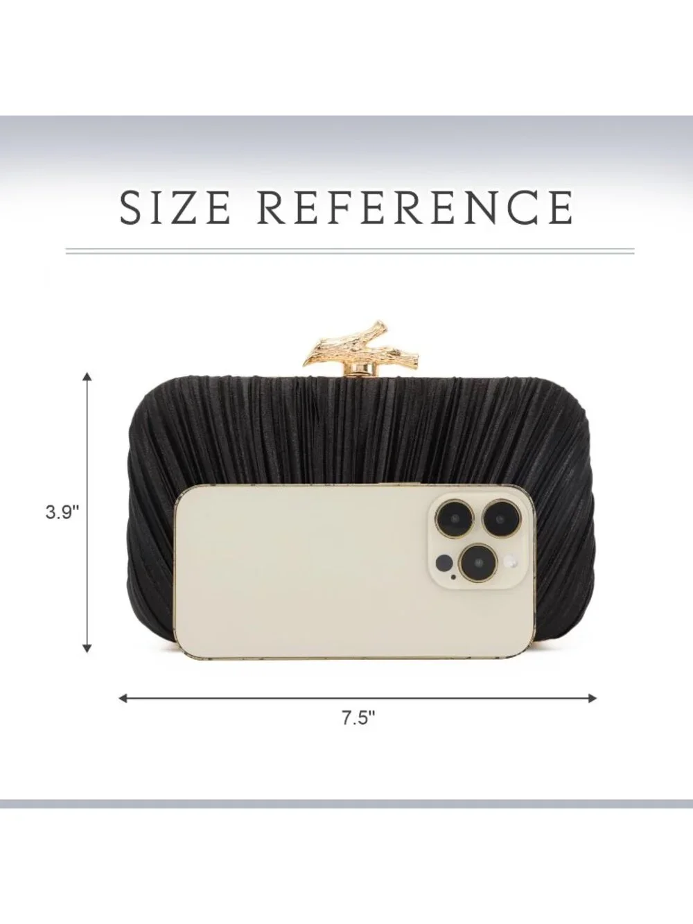 👜 Women's Black Evening Bag Pleated Clutch Bag with Chain for Wedding Party